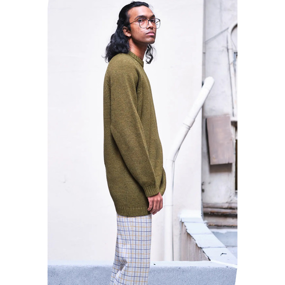 1950s/60s Roos/Atkins Army Green Shetland Wool Sweater - Picture 2 of 4